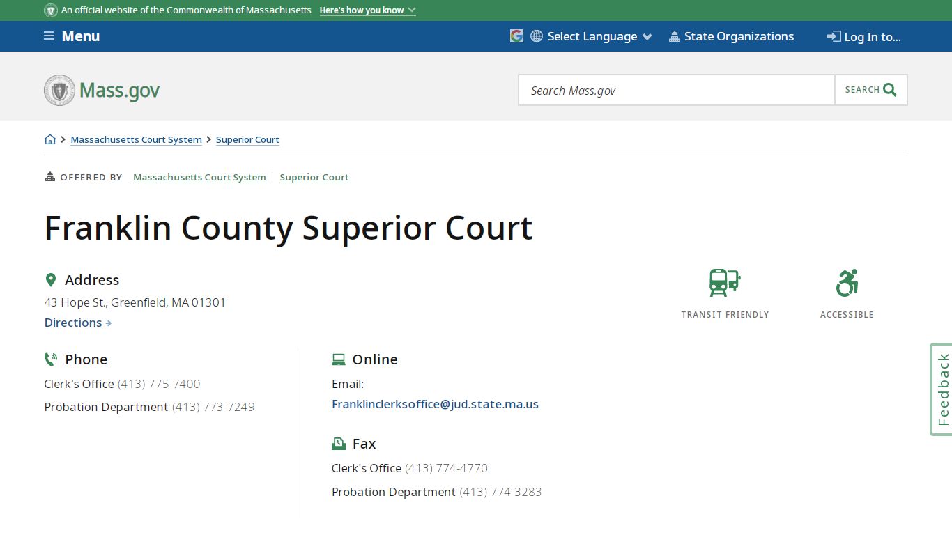 Franklin County Superior Court - Mass.gov