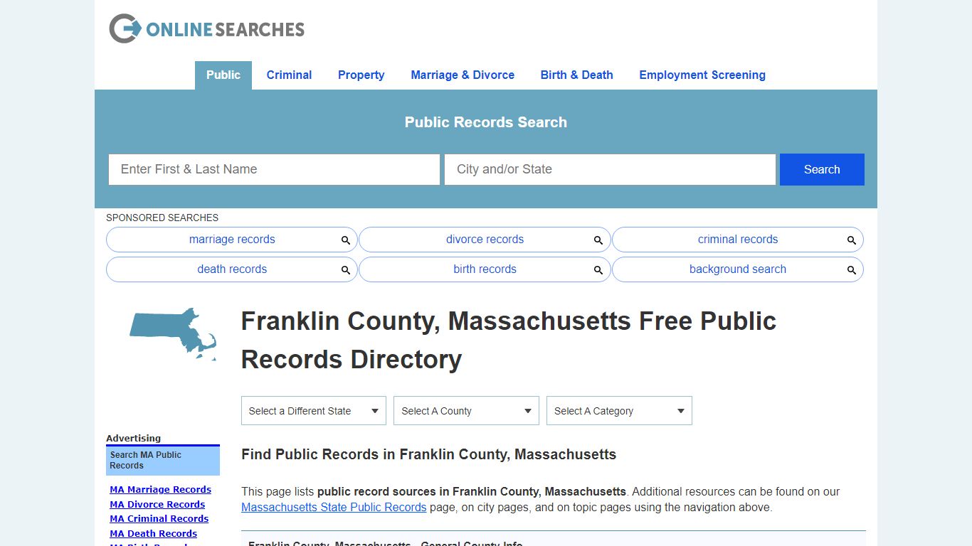 Franklin County, Massachusetts Public Records Directory